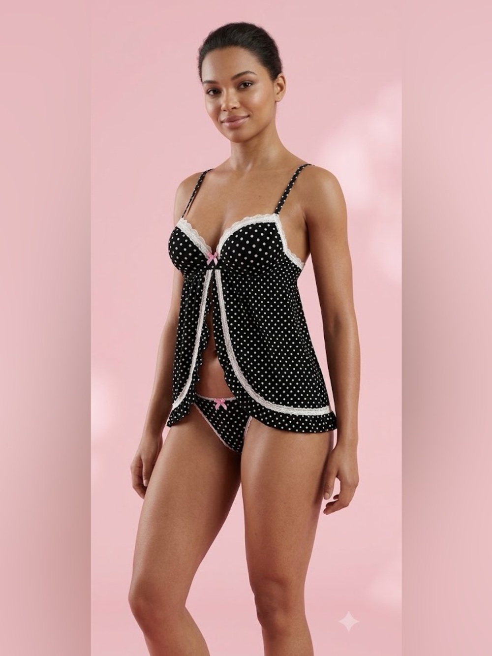 VS Polka dot flyaway babydoll & panty